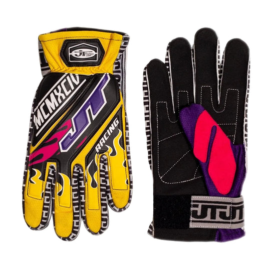 Yellow Flame 90s Gloves - JT Racing USA
