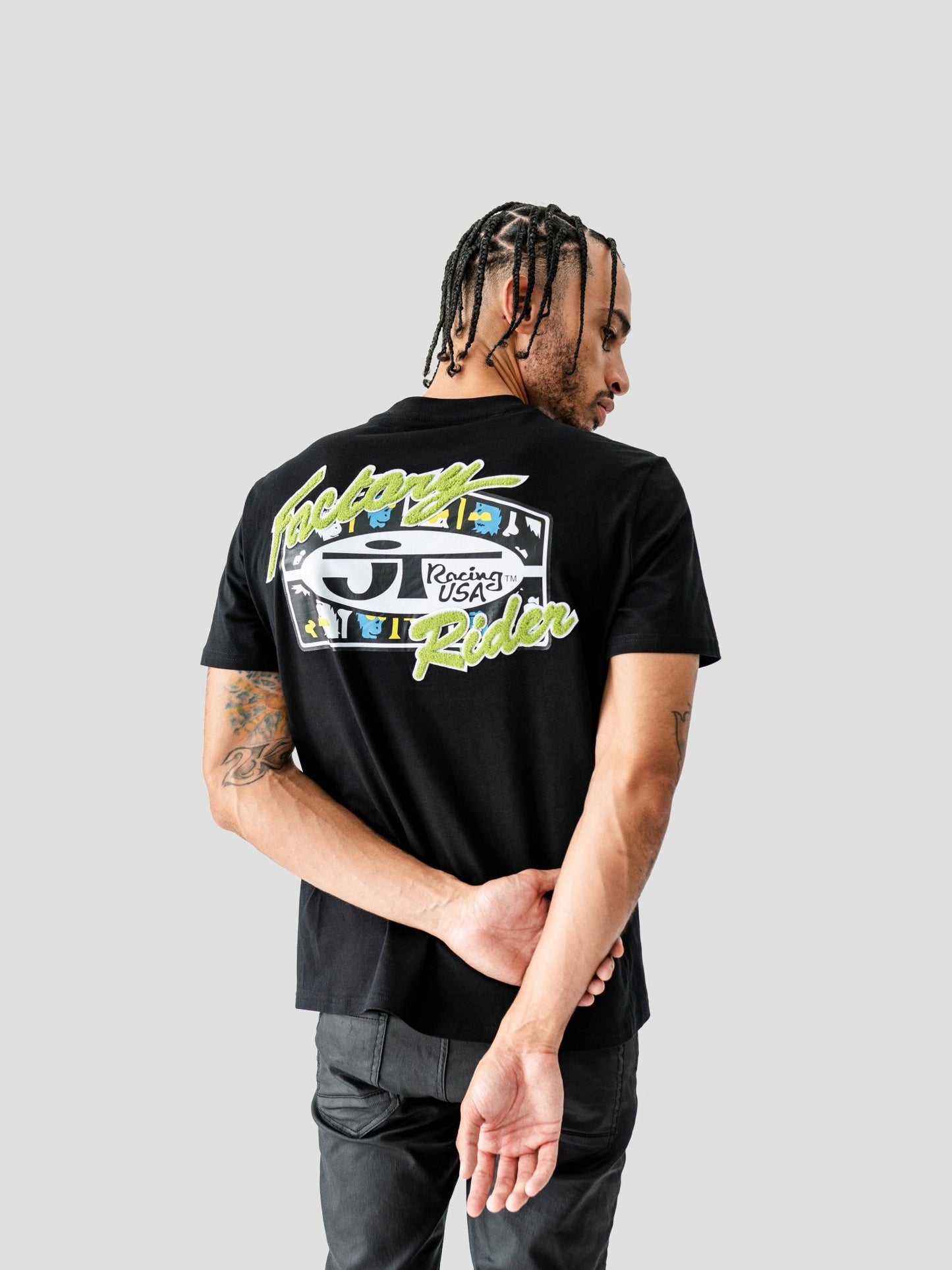 Bad Bones Logo Tee - Black and Lime - JT Racing USA